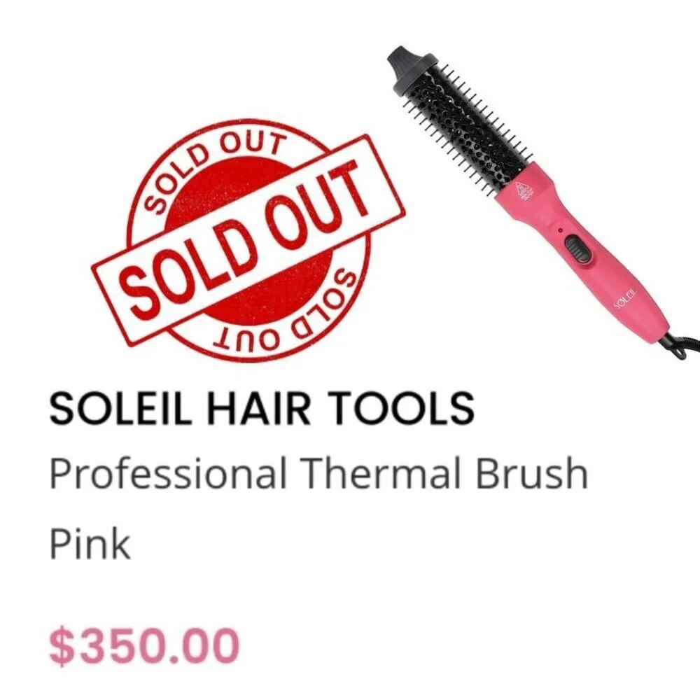 Soleil Hair Tools ✦ Thermal Brush ✦ Pink 1.5” Tourmaline Barrel Frizz‑Free NWT